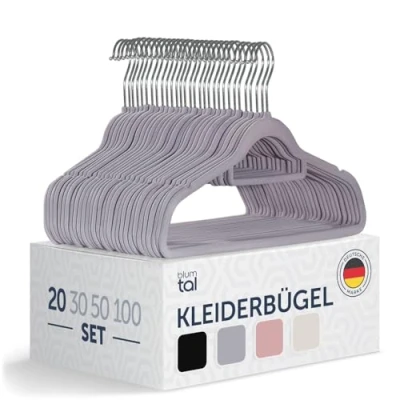 Abbildung von Blumtal Kleiderbügel Rutschfest Samtoptik Platzsparend, (20 tlg), Premium inkl. Krawattenhalter, 360 drehbar, Anti Rutsch Bügel