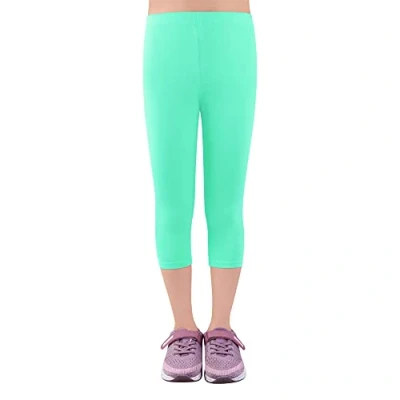 Abbildung von L&amp;K II Kinder Mädchen Leggings 3/4 Hose Capri aus Baumwolle Schulkleidung 134 2723 Grün
