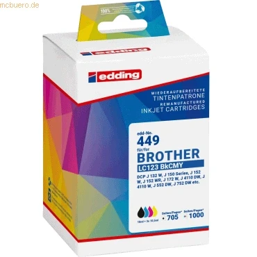 Abbildung von edding Druckerpatronen Multipack ersetzt Brother LC123 BK/C/M/Y