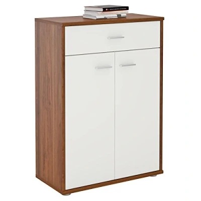 Abbildung von CARO Möbel Highboard TOMMY, Kommode Sideboard Schrank in nussbaum / weiß 2 Türen Anrichte Highboar