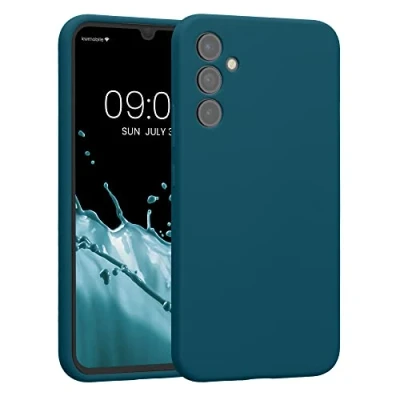 Abbildung von kwmobile Handyhülle kompatibel mit Samsung Galaxy A34 5G Hülle gummierte Handy Case aus Silikon in Petrol matt