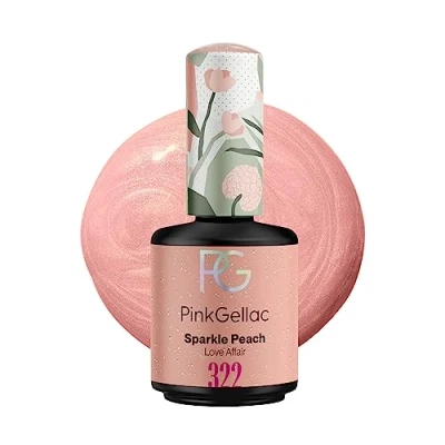 Abbildung von Pink Gellac UV Gel Nagellack 322 Sparkle Peach 15 ml Lack Rosa Lang Anhaltender Gellack Einfache Entfernung Shellac Nail Polish Made in Holland