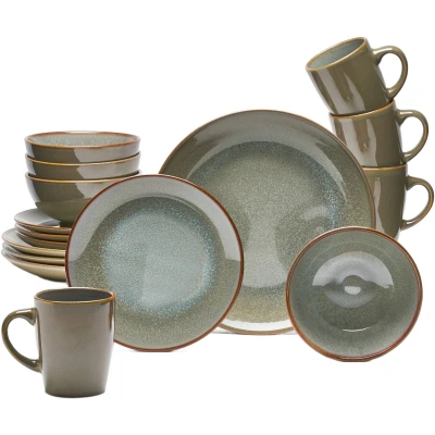 Abbildung von van Well Kombiservice &quot;Geschirr Set Olbia Lago, 16 teilig&quot;, (Set, tlg.), rund, braun / reaktiv, spülmaschinen und mikrowellengeeignet
