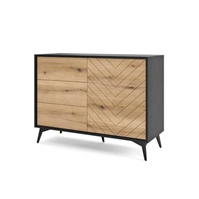 Abbildung von Selsey Boulia Kommode, Holzwerkstoff Metall, Schwarz, 104 cm breit