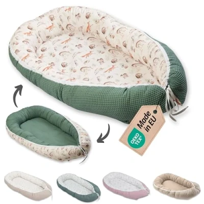 Abbildung von ULLENBOOM ® Bettnestchen Kuschelnest Baby 55x95 cm, kuscheliges Babynest, Made in EU, (1 tlg), Ideal für Neugeborene als Reisebett, Waldfreunde