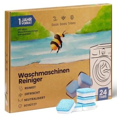 Abbildung von Seas Bees Trees Waschmaschinenreiniger 1 Jahresvorrat, Waschmaschinen Reiniger mit 24 Tabs, entfernt Gerüche, Kalk und Ablagerungen gründlich, Entkalker für alle