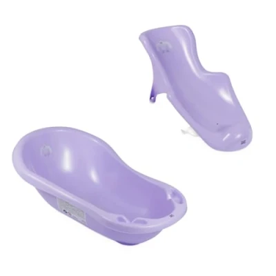 Abbildung von Hylat Baby Praktische Babywanne mit Stöpsel und Badewannensitz TÜV Rheinland zertifiziert rutschfest &amp; komfortabel für die ersten Lebensmonate Lite Kollektion Farbe: Lila, Motiv: Yeti