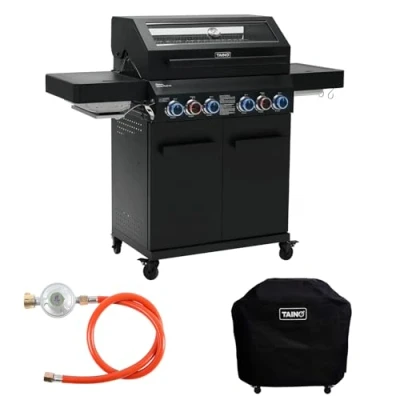 Abbildung von TAINO Gasgrill PLATINUM YAMARA DARK 4+2 + Haube, Spar Set, Grillwagen, 4 Brenner, Sear Zone, Heckbrenner, Edelstahl