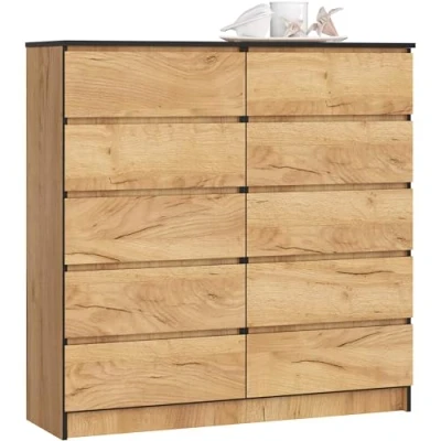 Abbildung von AKORD Kommode Komodenschrank Platzsparend Praktisch Robust Rollenführung ABS Kante Laminatplatte Schlichtes Design Handwerk Eiche