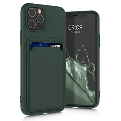 Abbildung von kwmobile Handyhülle kompatibel mit Apple iPhone 11 Pro Hülle Handy Cover Fach für Karten in Dunkelgrün