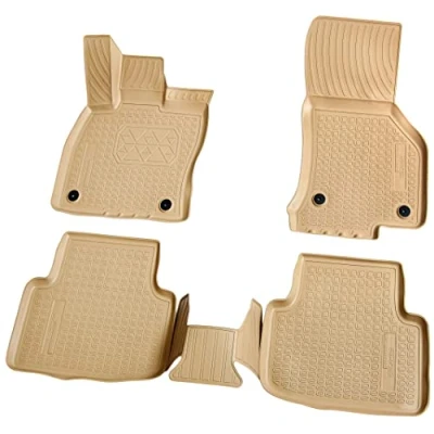 Abbildung von RECAMBO F 8392b Fußmattensatz Gummi vorne und hinten 4 beige Maßgefertigt VOLKSWAGEN: Passat B8 Variant, Golf Sportsvan, Alltrack
