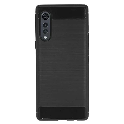 Abbildung von cofi1453® Silikon Hülle Bumper Carbon kompatibel mit LG Velvet Case TPU Soft Handyhülle Cover Schutzhülle Schwarz