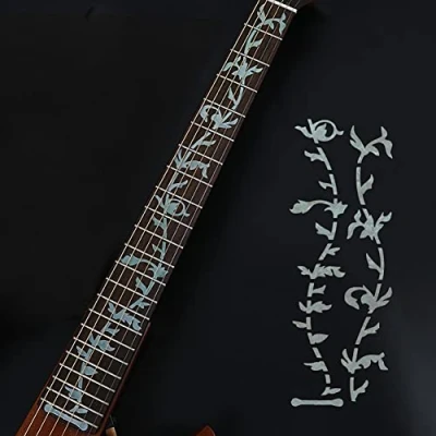 Abbildung von Alnicov Gitarrengriffbrettmarker Inlay Aufkleber,DIY Gitarrenhals Griffbrettaufkleber für Bass Akustikgitarre E Gitarre,Baum des Lebens,Weiß