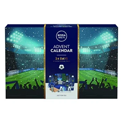 Abbildung von NIVEA Herren Adventskalender Geschenkset, 2020 für Männer mit 24 MEN Produkten, Weihnachtspflegeset, Fußball Thema, Geschenkset Toilettenartikeln