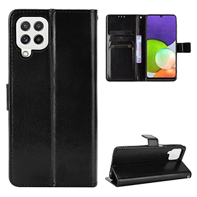 Abbildung von QiongniAN Hülle für Samsung Galaxy A22 4G Leder,Hülle SM A225F/DSN / A225M/DSN M225FV/DS Schutzhülle Case Cover Black