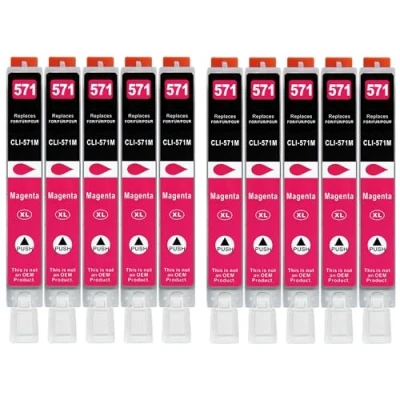Abbildung von 10 XXL Druckerpatronen kompatibel zu CLI 571 M Magenta für Canon PIXMA MG5750 MG5751 MG5752 MG5753 MG6850 MG6853 MG7750 MG7753 TS5050 TS5053 TS5055 TS6050 TS6052 TS8050 TS8053 TS9050 TS9055
