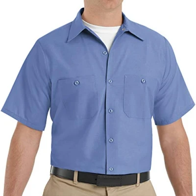 Abbildung von Red Kap Herren Industrial Shirt, Short Sleeve Work Utility Hemd, blau (Petrol Blue), X Groß