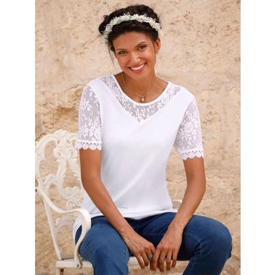 Abbildung von Classic Basics Spitzenshirt &quot;Rundhals Shirt&quot;