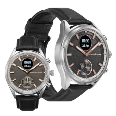 Abbildung von Pininfarina Sintesi Hybrid Smartwatch Analoguhr mit FKM Armband, Digitalanzeige, Kompass, GPS Tracking und Fitness Tracker für Herzfrequenz, Schritte, Kalorien Schlaf Midnight Rose