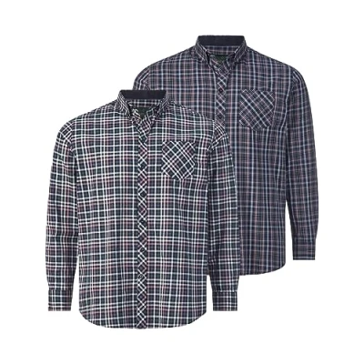 Abbildung von Charles Colby Doppelpack DUKE Kipple Hemd, Herren, Größe: 7XL, Dunkelblau kariert