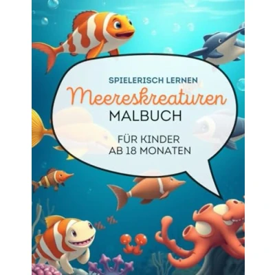 Abbildung von Meerestiere zum Ausmalen und Entdecken: Ein Malbuch für kleine Ozeanliebhaber: Spielerisch lernen ab 18 Monaten