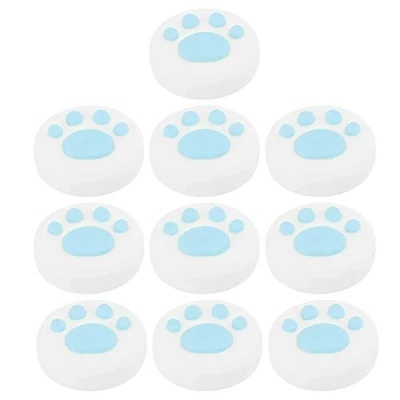 Abbildung von Cat Paw Daumengriffkappen 10 Stück Ersatz Silikon Daumengriffe Analoge Stick Abdeckung Joystick Kappe Universal für Switch Lite(Blaue Pfote auf Weiß)