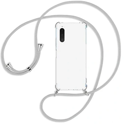 Abbildung von mtb more energy® Handykette kompatibel mit Sony Xperia 10 IV (6.0&#039;&#039;) Silber Grau Smartphone Hülle zum Umhängen Anti Shock Full TPU Case