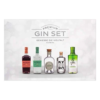 Abbildung von Gin Tasting Box 5x50ml Hayman&#039;s Canaima Kyrö G`Vine Ideal als Geschenk