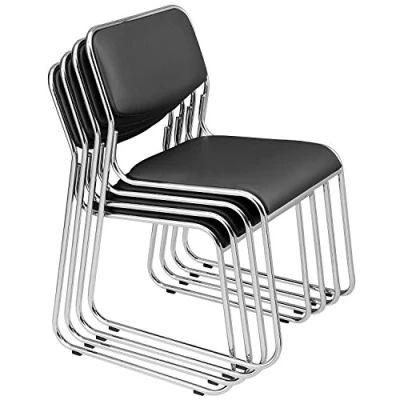 Abbildung von pro.tec Stapelstuhl, »Office« 4er Set stapelbar ergonomisch Kunstlederbezug Schwarz