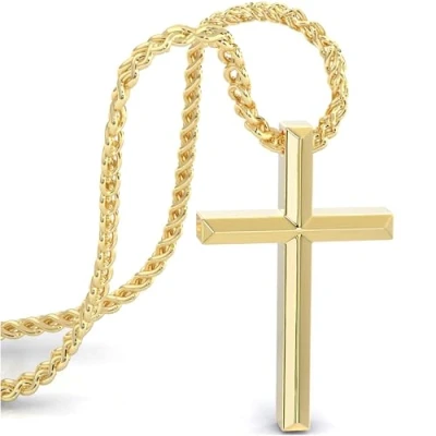 Abbildung von SERASAR Kreuz Halskette Herren mit Anhänger 50cm Gold Schmuck Kette Vergoldete Geschenk idee für Männer Geburtstag Vater Tag Punk Rock Valentinstag