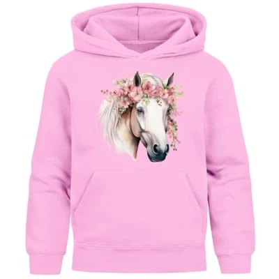 Abbildung von SpecialMe Hoodie Kinder Mädchen Pferdekopf mit Blumen Mädchengeschenke Pferde