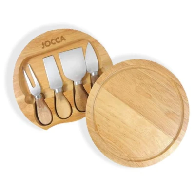 Abbildung von JOCCA Käsebrett Set mit 4 Edelstahlmessern Perfekt für Käseliebhaber Rundes Ø20cm Ideal zum Schneiden und Servieren Originelles Geschenk