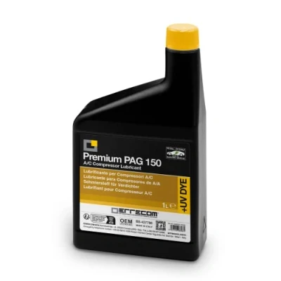 Abbildung von Errecom PAG 150 Premium + UV DYE 1 L, Schmiermittel für konventionelle oder elektrische Kfz Klimakompressoren, die mit den Kältemitteln GAS R134a und R1234yf betrieben werden