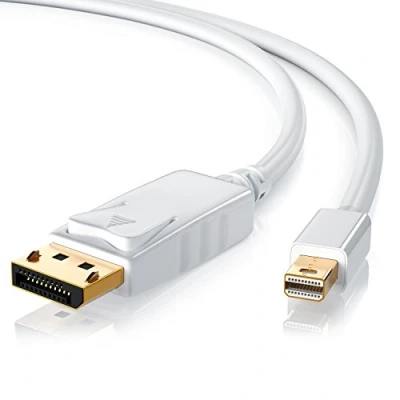 Abbildung von CSL Mini Displayport auf 3m 4K inkl. Tonübertragung Kompatibel mit Thunderbolt 1 und 2 Ports UHD 3840x2160 bei 60 Hz weiß