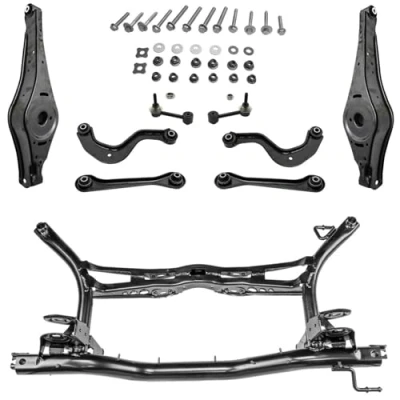 Abbildung von AJS Parts Achsträger 2x Federaufnahme 4x Querlenker Hinterachse links rechts Schraubensatz Koppelstange