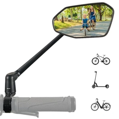 Abbildung von REEZER Fahrradspiegel RS3 links mit extra großer Spiegelfläche 360 verstellbarer Fahrrad Spiegel für E Bike &amp; Scooter Lenker Rückspiegel kompatibel allen Modellen RECHTS