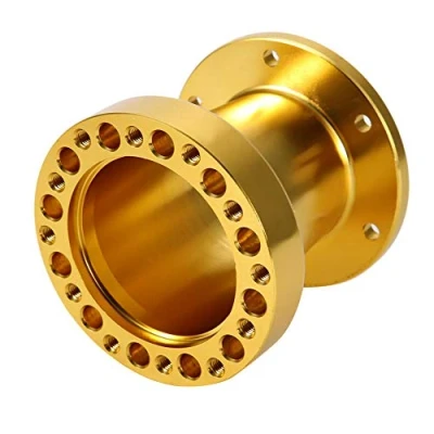 Abbildung von Drift Lenkrad Lenkradnabe3Inch Lenkradnabenabstandhalter,Universal Car Aluminium Lenkradnabe Spacer Lenkungsadapter Kit Mit Dem Schraubenschlüssel(Gelb)
