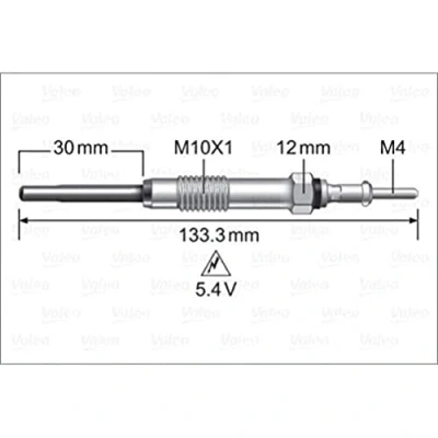 Abbildung von VALEO 345243 Glühkerze 5,4V M10X1 KIA: Optima / K5 Limousine, Sportage III, RIO 3, HYUNDAI: i40 Kombi, i30 II Schrägheck