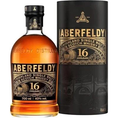 Abbildung von Aberfeldy 16 Jahre alter Highland Scotch Single Malt in Geschenkbox, im Eichenfass gereift, Bourbon &amp; Oloroso Sherryfässern veredelt, ideal als Whisky Geschenkset, 40 Vol %, 70 cl/700 ml