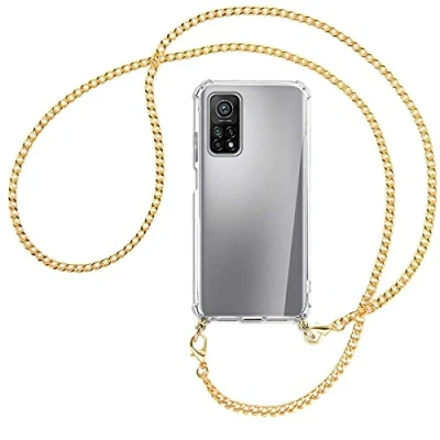 Abbildung von mtb more energy® Handykette kompatibel mit Xiaomi Mi 10T (Pro) 5G (6.67&#039;&#039;) Metallkette (Gold) Smartphone Hülle zum Umhängen Anti Shock Full TPU Case