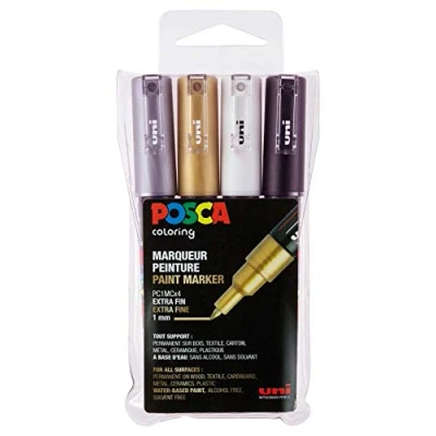 Abbildung von Uni Ball Fasermaler Posca PC 1MC 0,7 sortiert VE=4 Stück
