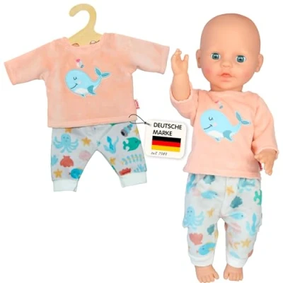 Abbildung von Flauschiger Puppen Pyjama &quot;Wal Bobby&quot;, 2 teilig, Gr. 35 45 cm