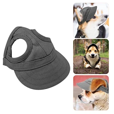Abbildung von Baseballmütze für Haustiere, Hunde Mütze Hund Sport Hut Sonnenhut Einstellbare Streifen Sommer Reise mit Ohrlöcher(M Schwarz)