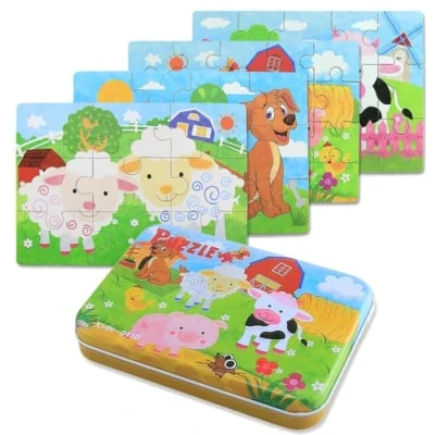 Abbildung von BBLIKE Kinderpuzzle 64 Stücke Puzzle für Kinder ab 3 Vier schwierigkeitsgrade Lernspielzeug 4 5 Jahren Alt (Schaf)
