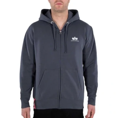 Abbildung von Alpha Industries Basic Hoody SL Sweatjacke Grey black, Herren, Größe: Large, black