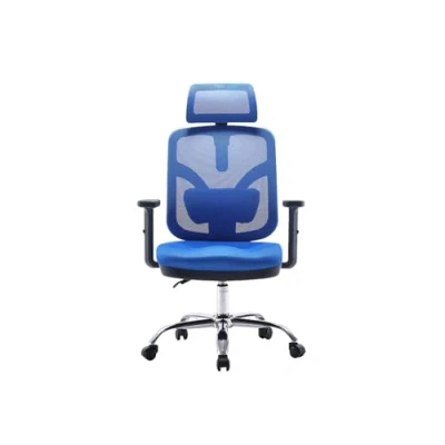 Abbildung von Angel Bürostuhl ergonomisch Schreibtischstuhl hat verstellbare Lordosenstütze &amp; Kopfstütze Office Chair mit Höhenverstellung und Wippfunktion 150 kg belastbar Farbe: Blau