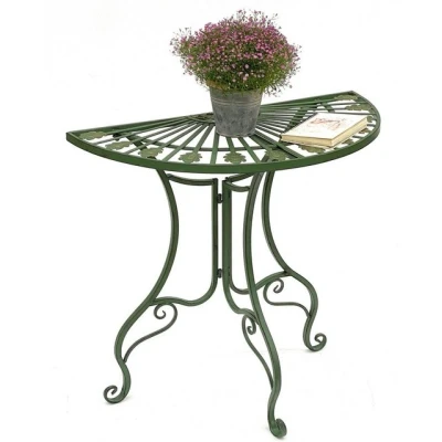Abbildung von DanDiBo Konsolentisch Tisch Halbrund Wandtisch 93995 Beistelltisch Metall 80 cm Gartentisch, Halbtisch Halbrundtisch Wandkonsole Konsole Wand
