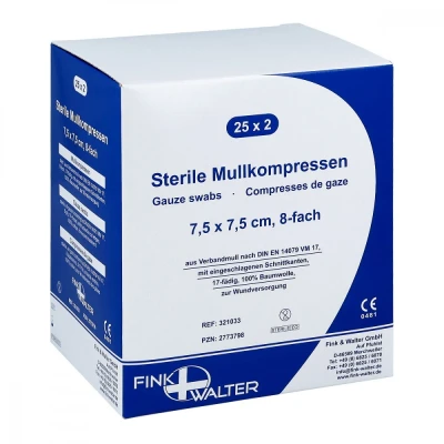 Abbildung von Mullkompressen 7,5x7,5 cm steril 8fach