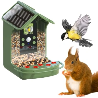 Abbildung von EASYPIX BirdyCam Futterhaus mit Kamera, Solarenergie, Automatische HD Video und Fotoaufnahmen von Vögeln, Futterspender für Garten