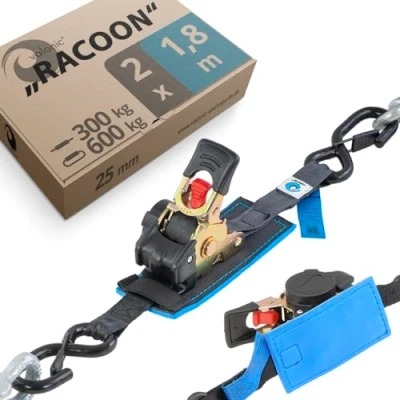 Abbildung von valonic Spanngurt Spanngurte Automatik Ratsche SG 020 18 (2 Stück, 1,8m) RACOON